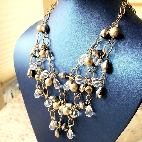 Erica Lyons Five Level Tiered Crystal Necklace NWT - Picture 2 of 12